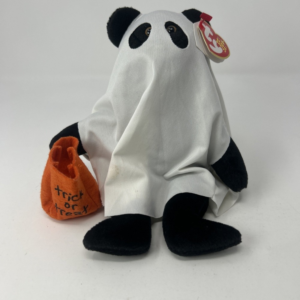 Ty Beanie Babies Shudders Bear Plush Ghost Costume Trick-or-Treat Bag 1999
